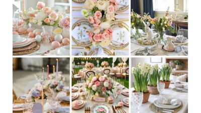 Elegant spring tablescapes with floral centerpieces, pastel decor, and festive settings perfect for weddings and celebrations.