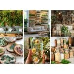 Cozy living spaces with lush greenery, natural decor, preserved flowers, and organized jars for a tranquil, eco-friendly home.