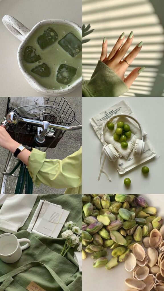 1b68e54d-e95f-44f5-812b-9e99a99ecb5a Aesthetic collage with green tones: matcha, nails, bicycle, plums, headphones, notebook, flowers, and pistachios. Relaxed and harmonious vibe. - Handy Home Aesthetic collage with green tones: matcha, nails, bicycle, plums, headphones, notebook, flowers, and pistachios. Relaxed and harmonious vibe.