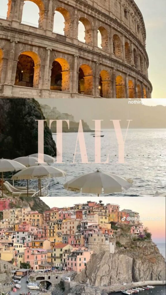 Stunning views of the Colosseum and Italian coast in Cinque Terre at sunset. Perfect for travel inspiration and wanderlust.
