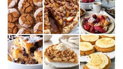 Assorted desserts: cookies, pies, and cobblers with diverse textures, perfect for any sweet craving. Coffee served as an accompaniment.