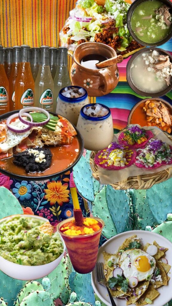 mexico comida comidamexicana mexican - Handy Home Assorted vibrant Mexican dishes with drinks, showcasing traditional cuisine on a colorful backdrop. Perfect for Mexican food lovers!