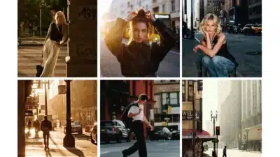 Urban fashion and lifestyle collage featuring stylish individuals captured on city streets in various lighting. Ideal for street style inspiration.