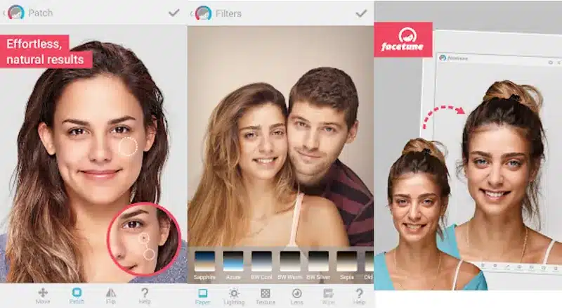 facetune-2-2 - Handy Home Facial enhancement using Facetune app: before and after images showcasing effortless natural results with filters and editing tools.