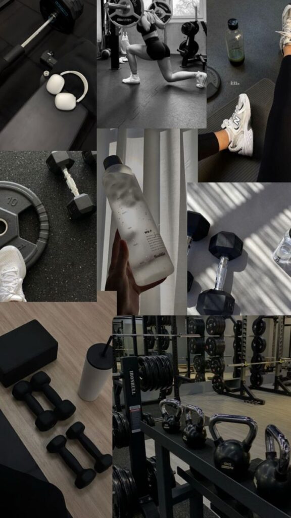 95351ed5-90f2-4572-b84f-75a53078a1b5 Collage of gym essentials: dumbbells, kettlebells, water bottle, headphones, and a person weightlifting, symbolizing fitness motivation. - Handy Home Collage of gym essentials: dumbbells, kettlebells, water bottle, headphones, and a person weightlifting, symbolizing fitness motivation.