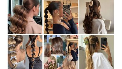 Fashionable hair inspiration: elegant ponytails with waves, braids, and hair accessories. Perfect styles for various occasions.