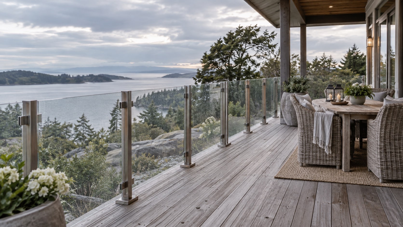 Glass Wind Screen on an Elevated Deck Clear glass wind screen sheltering an elevated deck while preserving the view - Handy Home Clear glass wind screen sheltering an elevated deck while preserving the view