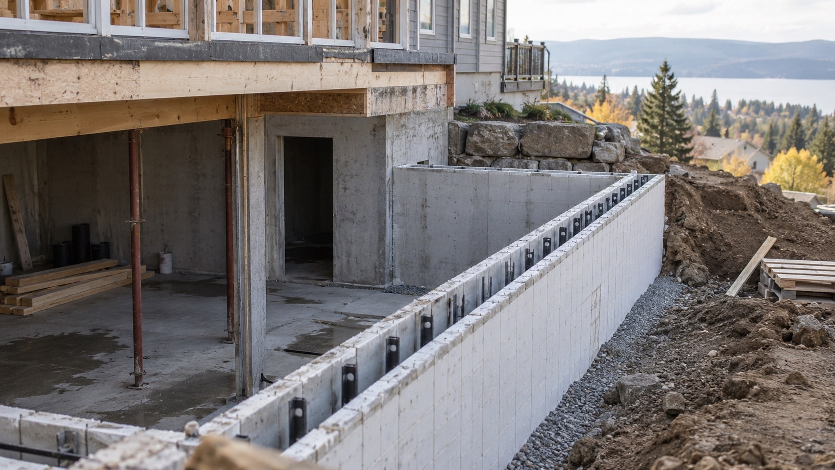 Where permanent formwork can be used Residential basement and retaining wall project using permanent formwork along a sloped site - Handy Home Residential basement and retaining wall project using permanent formwork along a sloped site