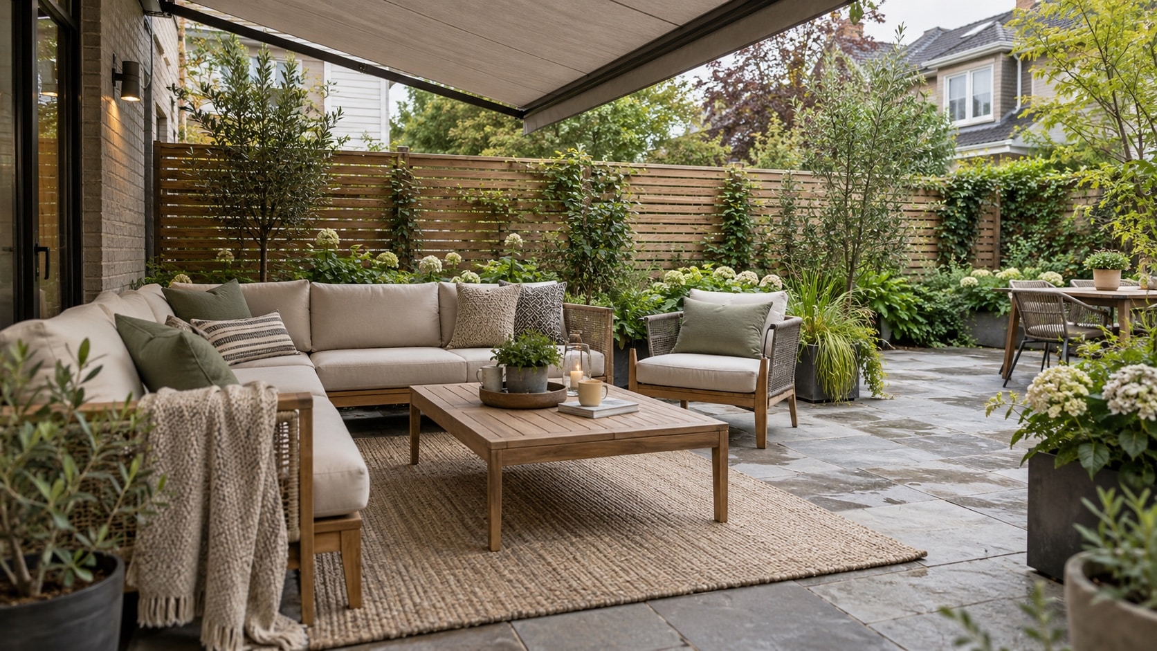 Privacy Screening for an Outdoor Area Bright patio using timber screening and layered planting to improve privacy - Handy Home Bright patio using timber screening and layered planting to improve privacy